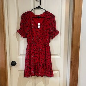 Express Red Floral Short Sleeve Dress